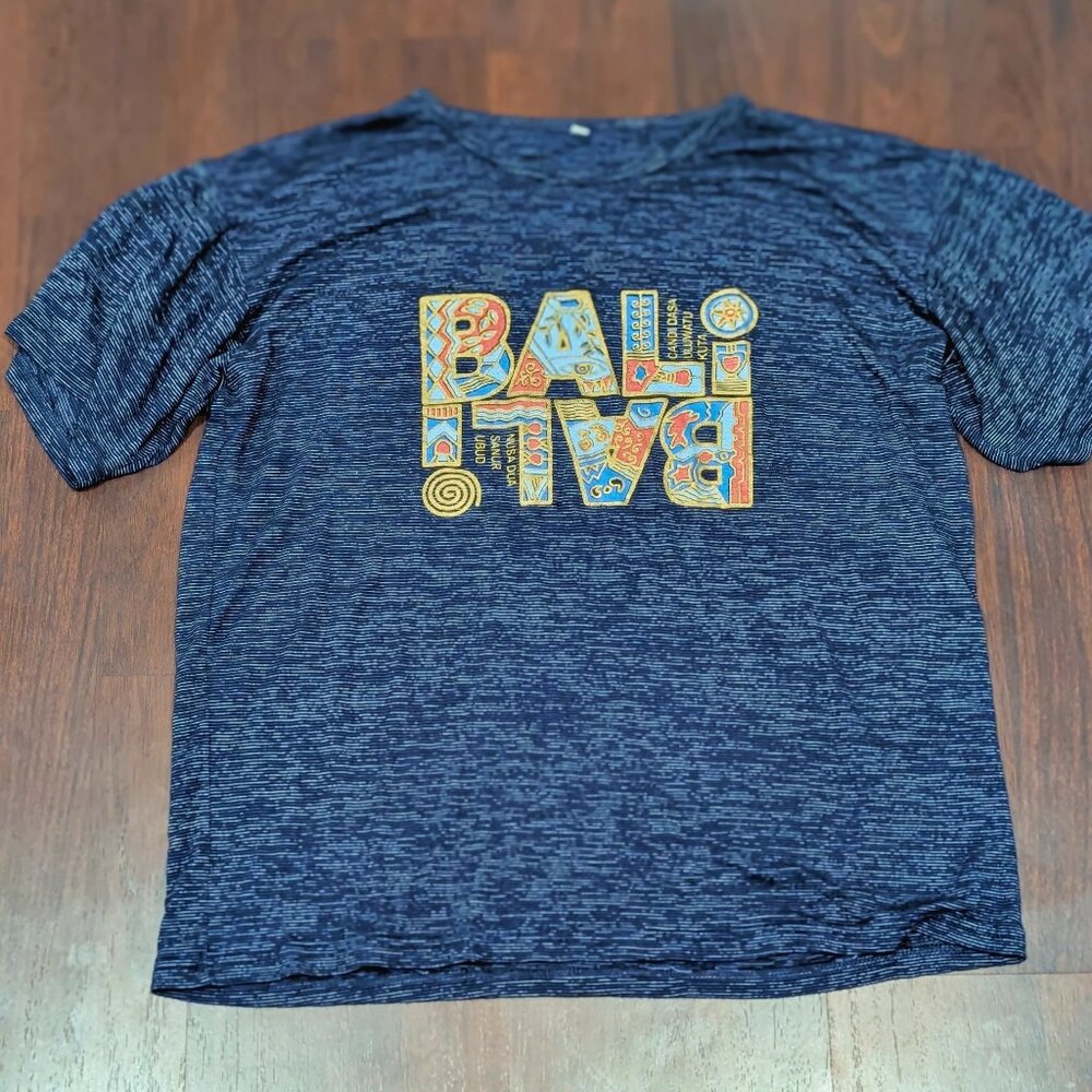 Unizex Medium BALI Graphic T Shirt Top Quality Fabric - Heather Blue